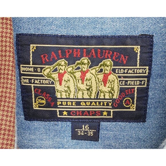 Chaps Ralph Lauren Men’s Long Sleeve Dress Shirt 16 34/35 Red Houndstooth Cotton - Picture 3 of 9